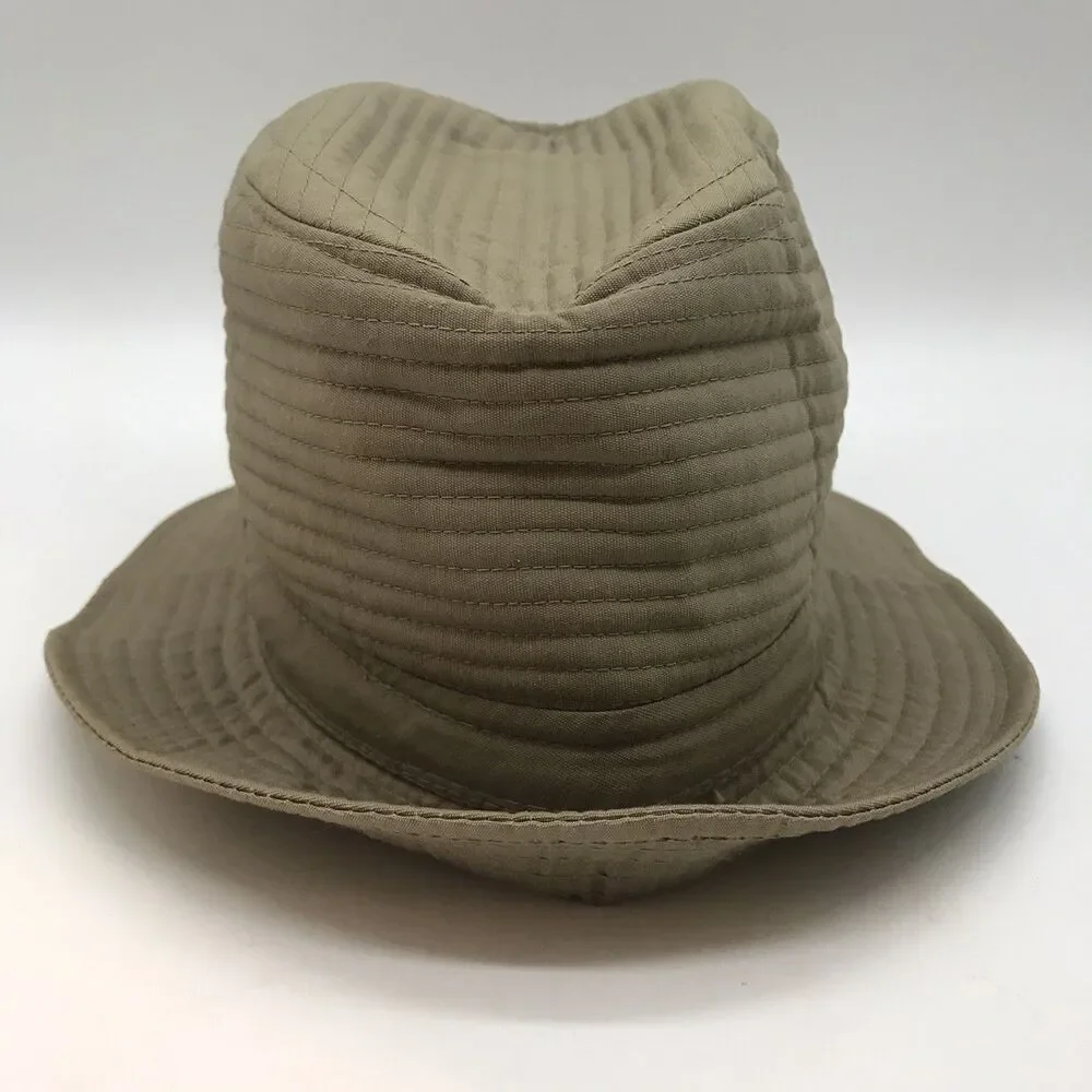 London Fog Weatherized Quilted Hat Khaki Tan Men's Fitted Fedora Bucket Style
